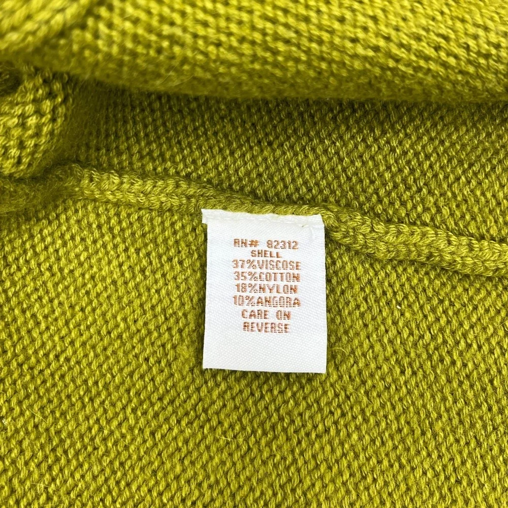 Chartreuse Knit Cardigan Sweater Small Green - Picture 5 of 16